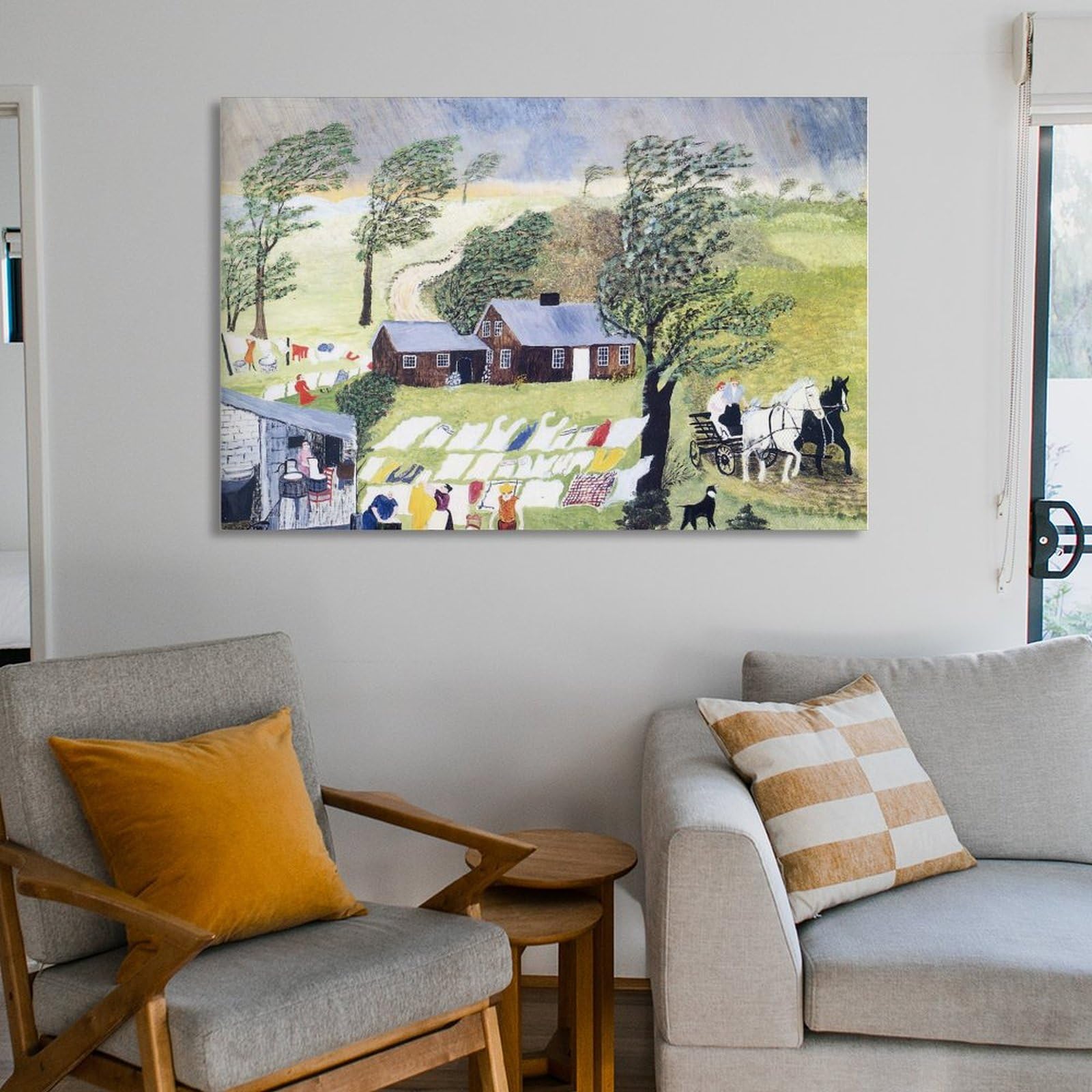 Amazon.com: Grandma Moses Taking in The Laundry Art Prints Framed